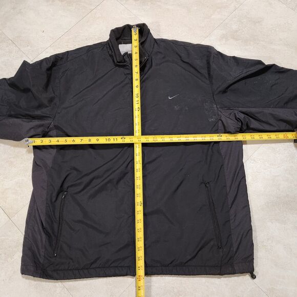 VTG Y2K NIKE Mens L Large Fleece Lined Black Windbreaker Jacket 2000s Silver Tag - Picture 6 of 13
